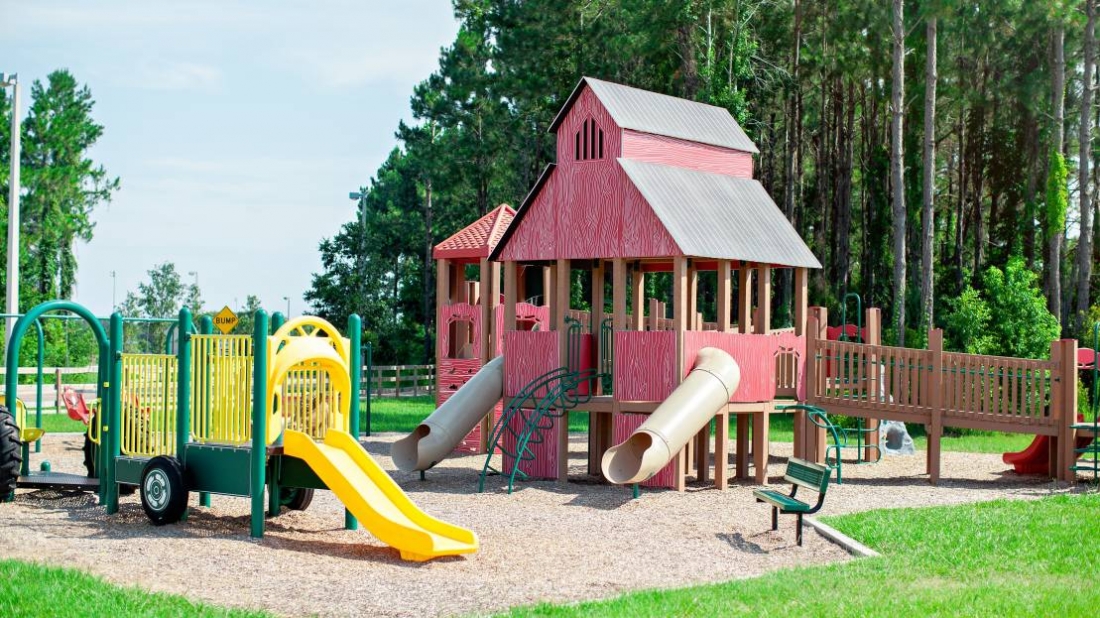 Barn-themed playground at William F. Sheffield Regional Park